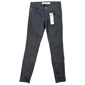 Kill‎ City Black Mesh Panel Moto Skinny Jeans 27 NWT Ankle Zips Goth Punk Grunge